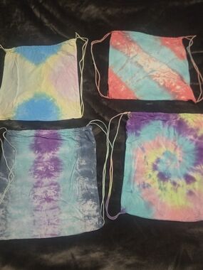 Tie-Dye Drawstring Bags - Pastel Multicolor Set